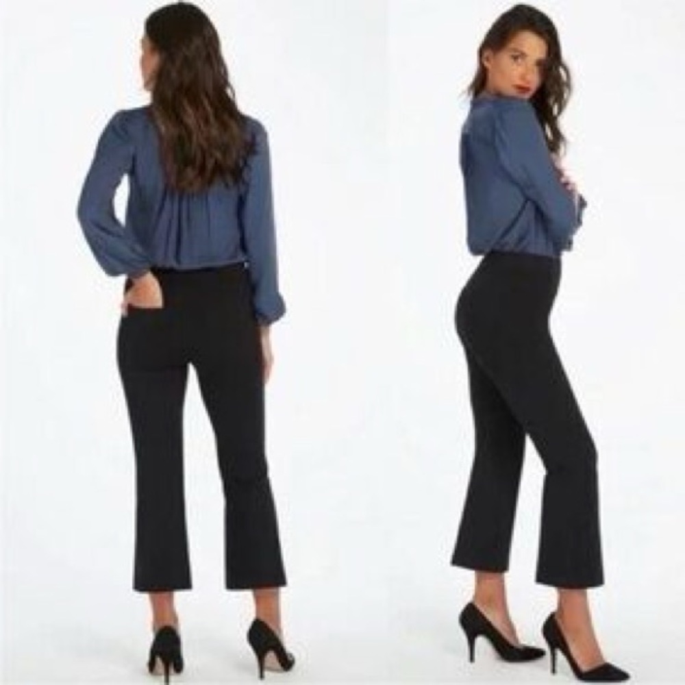 Spanx The Perfect Black Crop Flare Ponte Knit Pants
